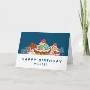 Tarjeta Pasteles de estilo retro postre dulce Cumpleaños