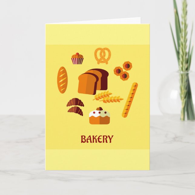 Tarjeta Pasteles de pan con temas de panadería y dulces (Anverso)