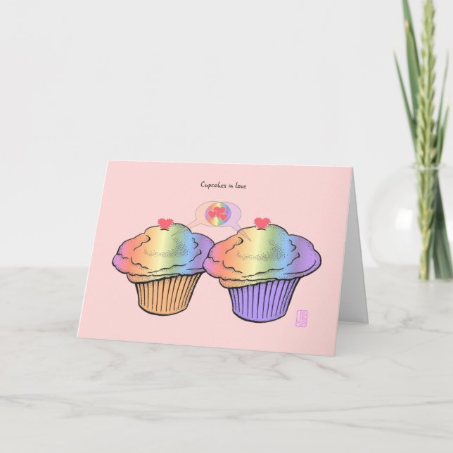 Tarjeta Pasteles enamorados RainbowRainbow Valentine (Anverso)