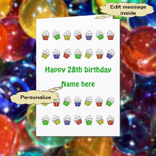 Tarjeta Pasteles personalizados de 28 años