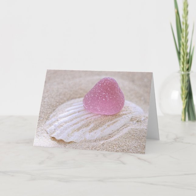Tarjeta Pastilla de goma rosada del vidrio del mar (Anverso)