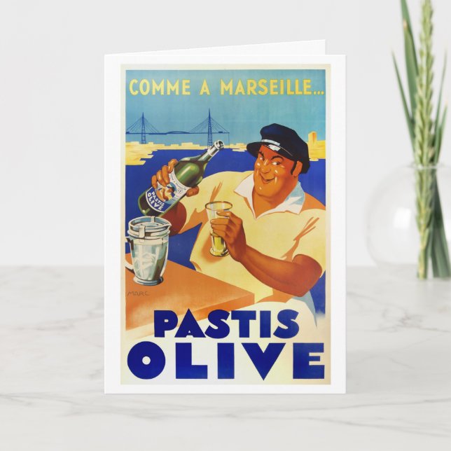 Tarjeta Pastis Olive - Poster de vino francés de época (Anverso)