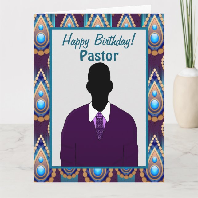 Tarjeta Pastor Africano Americano Ogee Background Birday (Anverso)
