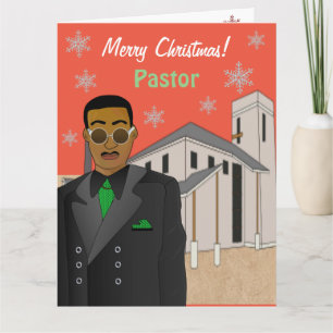Tarjeta Pastor Afroamericano Iglesia Feliz Navidad