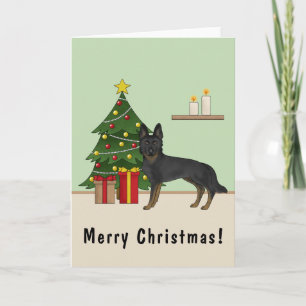 Tarjeta Pastor Alemán Bi-Black Árbol de Navidad Festivo