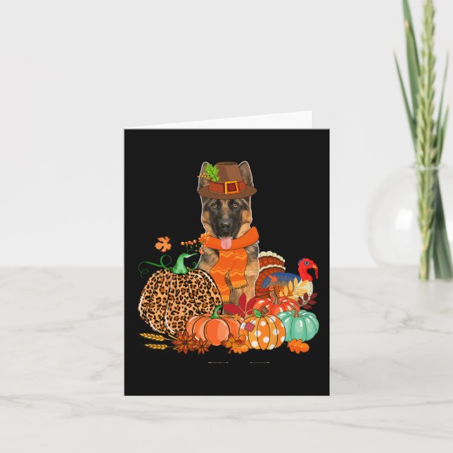 Tarjeta Pastor Alemán De Acción De Gracias Con Bomba De Ca (Anverso)