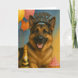 Tarjeta Pastor Alemán Feliz Año Nuevo