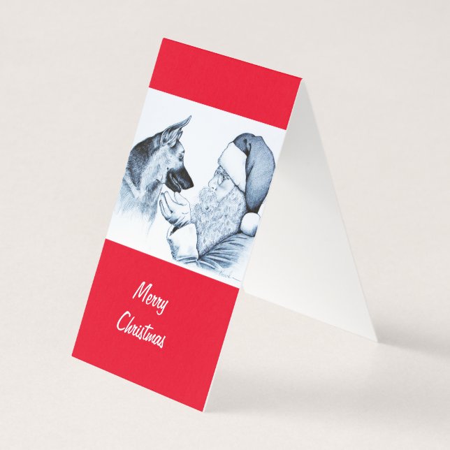 Tarjeta Pastor Alemán y Papá Noel (Reverso)