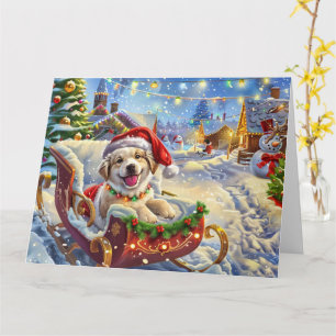 Tarjeta Pastor anatoliano en Navidades de Nieve en Sleigh