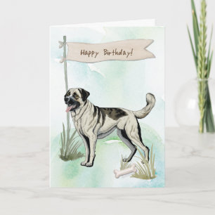 Tarjeta Pastor Anatoliano Raza Perro bajo Rótulo de cumple