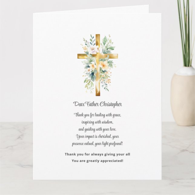 Tarjeta Pastor Appreciation Thank You Card - Floral (Anverso)