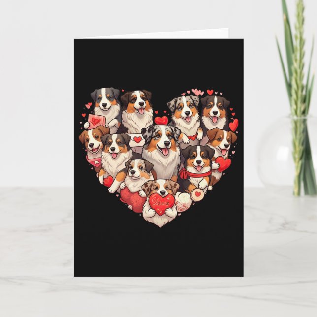 Tarjeta Pastor Australiano Corazón San Valentín Australian (Anverso)