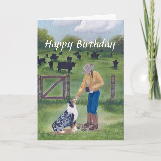 Tarjeta Pastor Australiano - Feliz cumpleaños (Anverso)