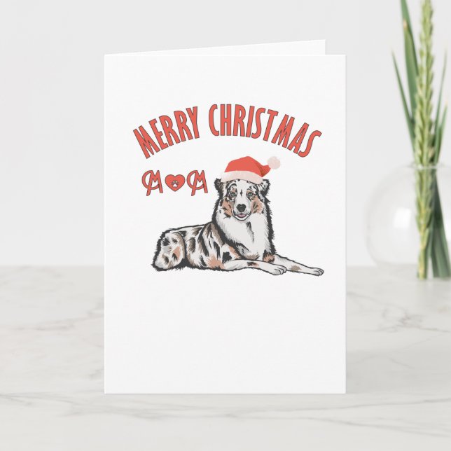 Tarjeta Pastor Australiano Feliz Navidad Mamá (Anverso)