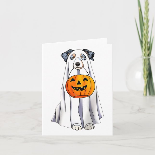 Tarjeta Pastor Australiano Halloween Gracioso disfraz fant (Anverso)