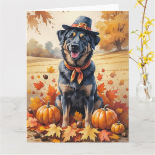 Tarjeta Pastor Belga Malinois Entre Hojas De Otoño Arte De
