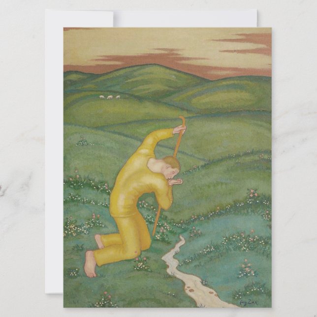 Tarjeta Pastor en su campo (por Eugeniusz Zak) (Anverso)