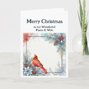 Tarjeta Pastor y Esposa Navidad Cardenal Verdor de Acebo