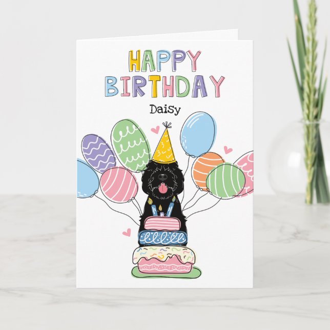 Tarjeta Pastoreo Negro Perro Feliz Cumpleaños (Anverso)