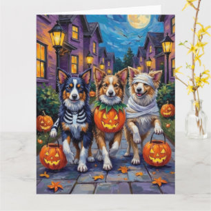Tarjeta Pastores de Shetland con disfraces de Halloween