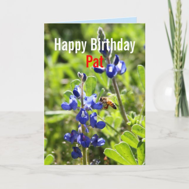 Tarjeta Pat Texas Bluebonnet Feliz cumpleaños (Anverso)