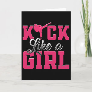 Tarjeta Patada como Chica Karate Artes Marciales Taekwondo