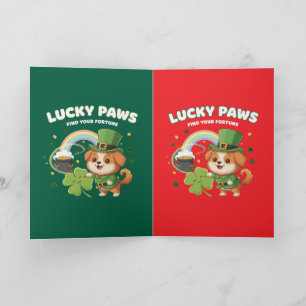 Tarjeta  "Patas Afortunadas Día de San Patricio Cachorro"