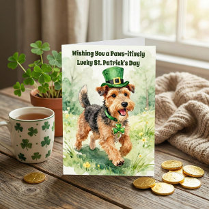 Tarjeta Patas-afortunado Día de San Patricio Terrier
