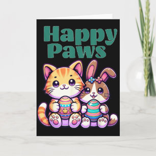 Tarjeta Patas Felices Conejito Lindo Gato Huevo de Pascua