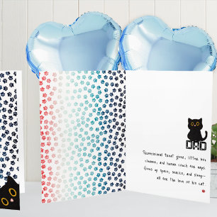 Tarjeta Patas Rojas Blancas y Azules Gato Negro Divertido 