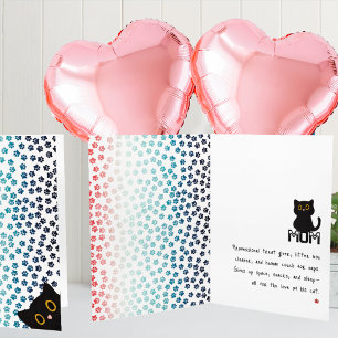 Tarjeta Patas rojas, blancas y azules simples Gato negro d
