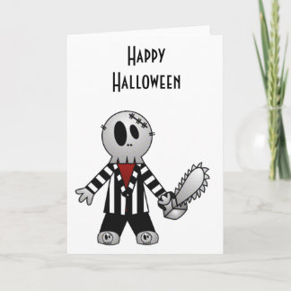 TARJETA PATCHY CHAINSAW HALLOWEEN SKELETON