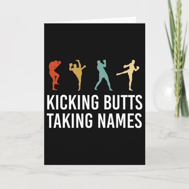 Tarjeta Pateando Traseros Tomando Nombres Kickboxing Kickb (Anverso)