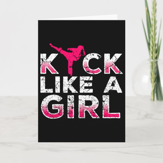 Tarjeta Pateo Como Una Chica-karate Kickboxing Chicas (Anverso)