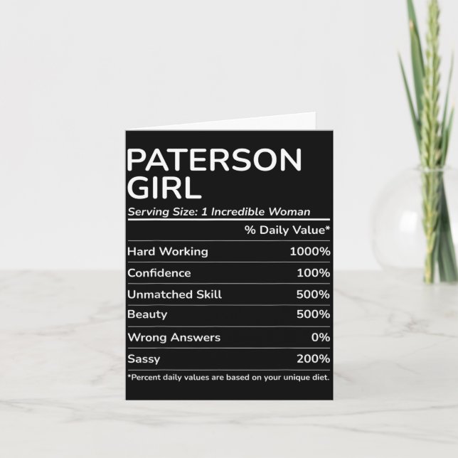 Tarjeta Paterson Girl Funny New Jersey Hometown  (Anverso)