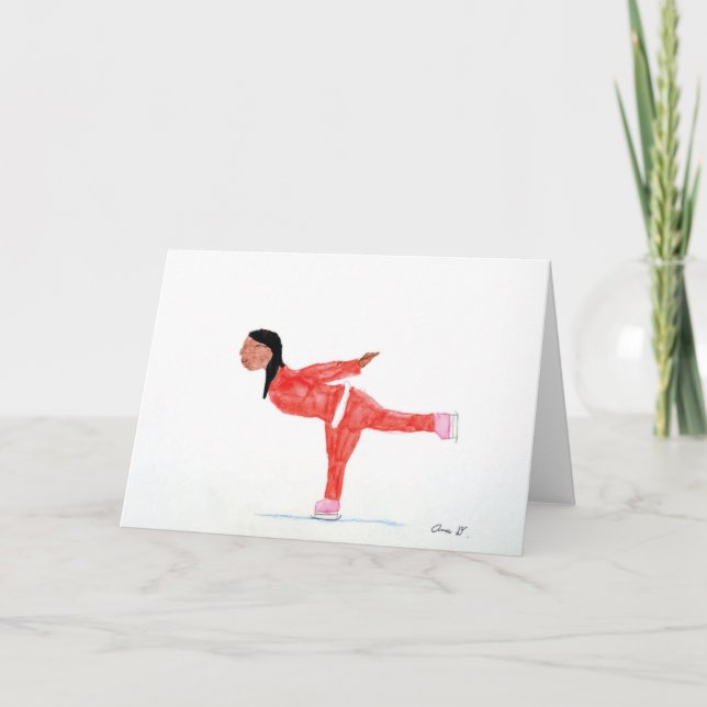 Tarjeta Patinador de hielo del día de fiesta (Anverso)