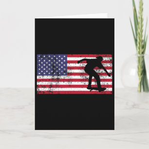 Tarjeta Patinador de la bandera americana patinando 4 de j