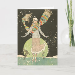 Tarjeta Patinadora de hielo Vintage de los años 1920 con b