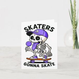 Tarjeta Patinadores Van a Patinar, Patineta Esqueleto Loll
