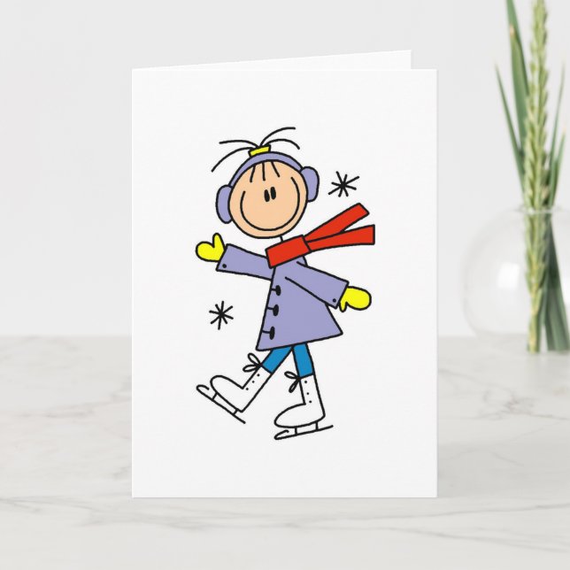 Tarjeta Patinaje de hielo del invierno (Anverso)