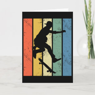 Tarjeta Patinaje Retro Divertido Realizando Truco