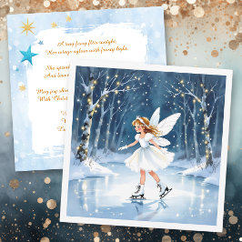 Tarjeta Patinaje sobre hielo de la hada de Navidad en un b