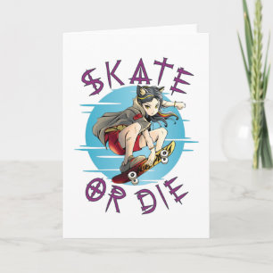 Tarjeta Patinar o morir Chica Skateboarder