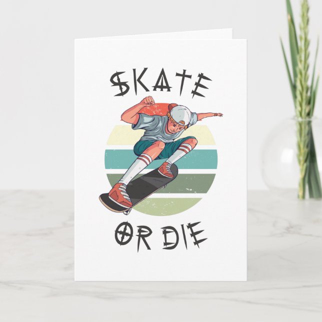 Tarjeta Patinar o morir Chico Skater (Anverso)