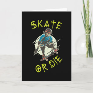 Tarjeta Patinar o morir Esqueleto Skateboarder
