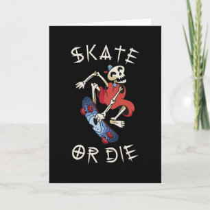 Tarjeta Patinar o morir Segador Esqueleto Skateboarder