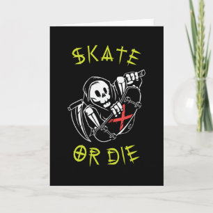 Tarjeta Patinar o morir Segador Esqueleto Skateboarder