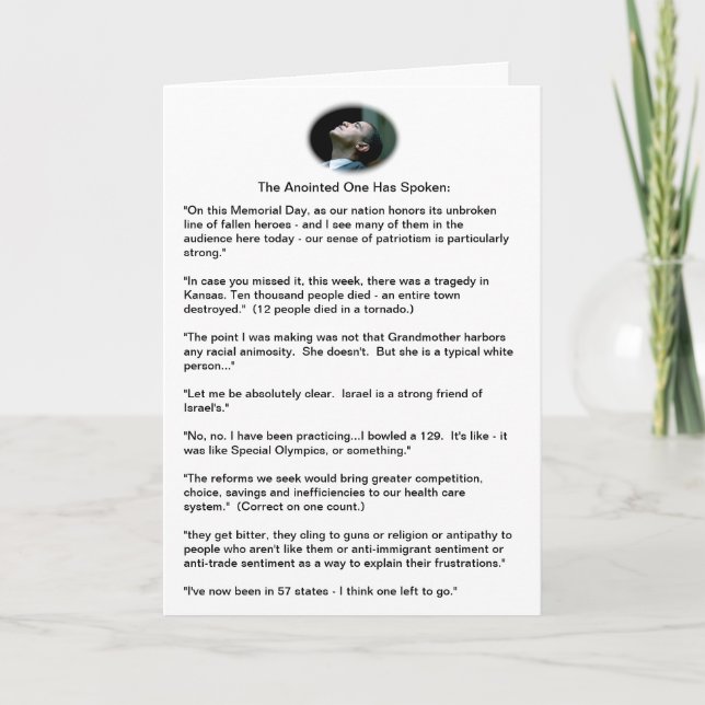 Tarjeta Patinazos de Obama - un muestreo (Anverso)