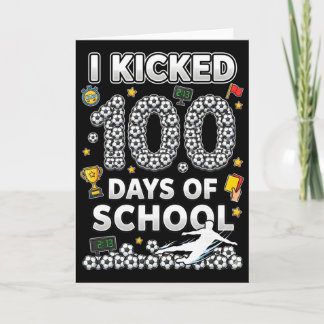 Tarjeta Patiné 100 días de fútbol escolar con helado gotea