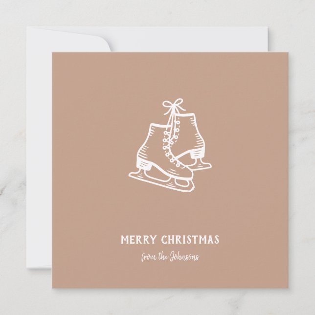 Tarjeta Patines Personalizados de Navidad con Apellido de  (Anverso)